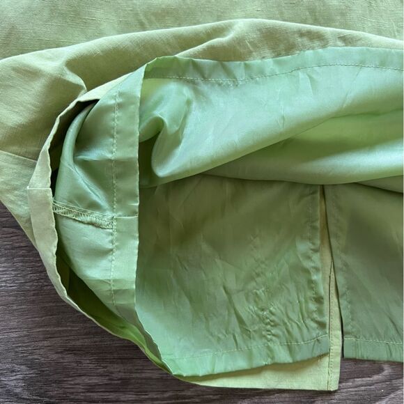 Tess Silk Linen Blend Green Sleeveless Knee Length Lined Dress Women's size 8 - Picture 5 of 8